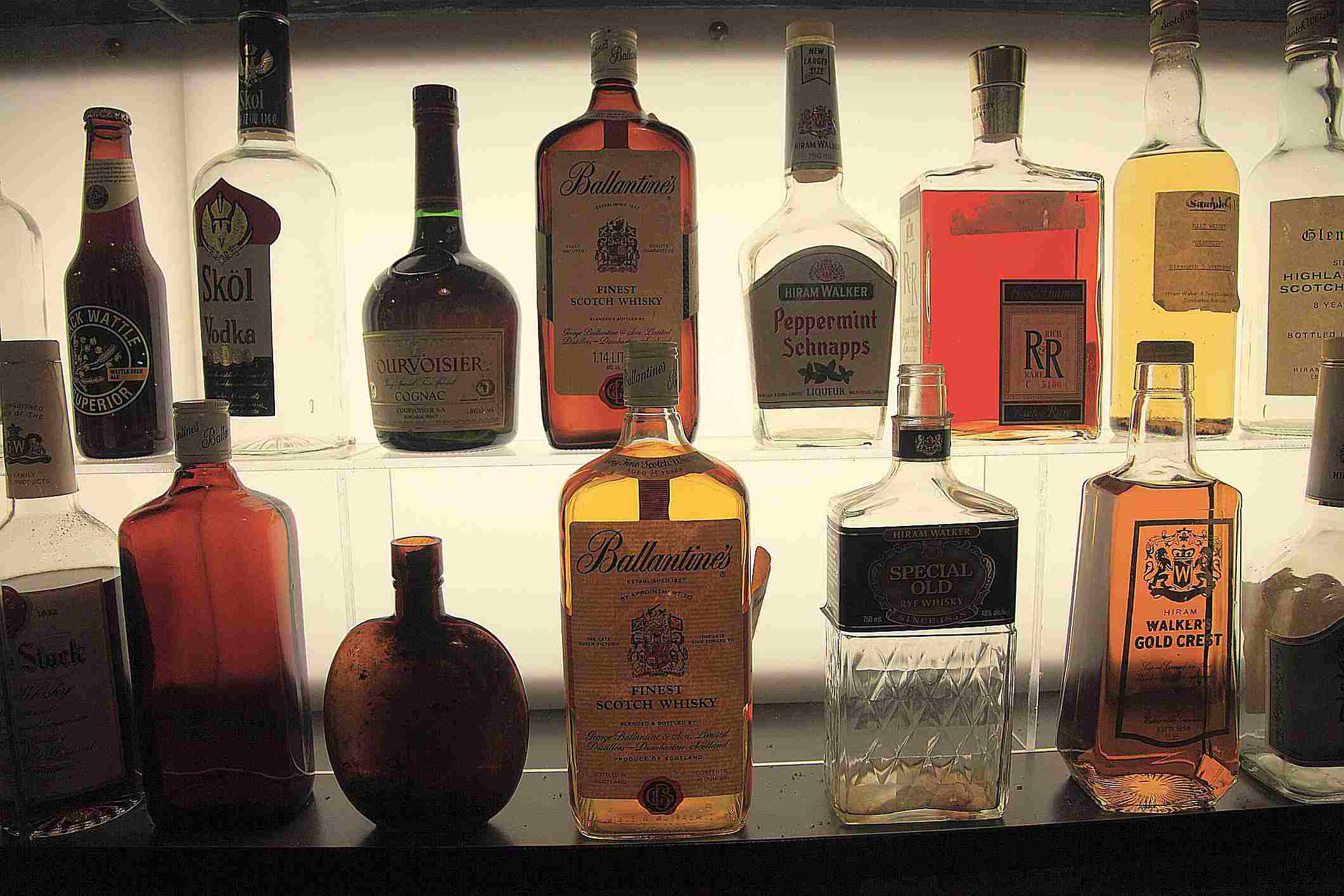 Liquor bottles on display
