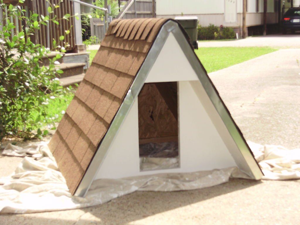 An A-frame, insulated dog house.