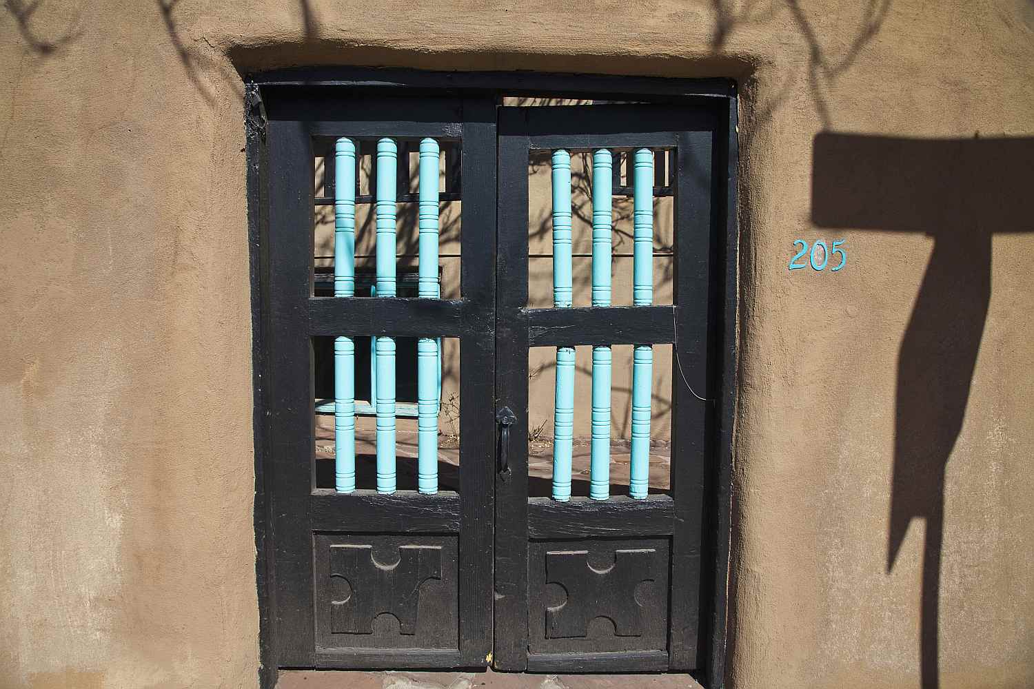 Door in adobe building