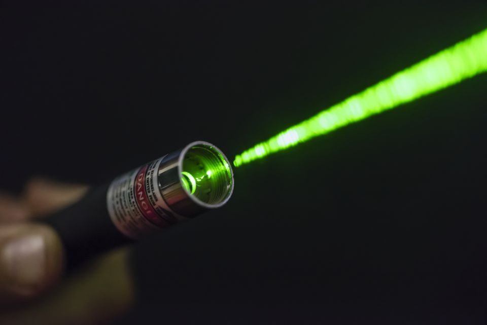 Green laser pointer up close