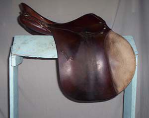 Saddle ready to be cleaned and placed on a stand.