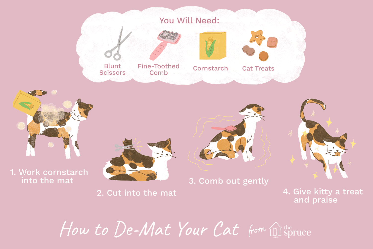 illustration of how to de mat a cat