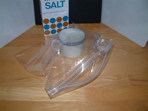 Place salt water mix in a bag, then add the hygromter and seal