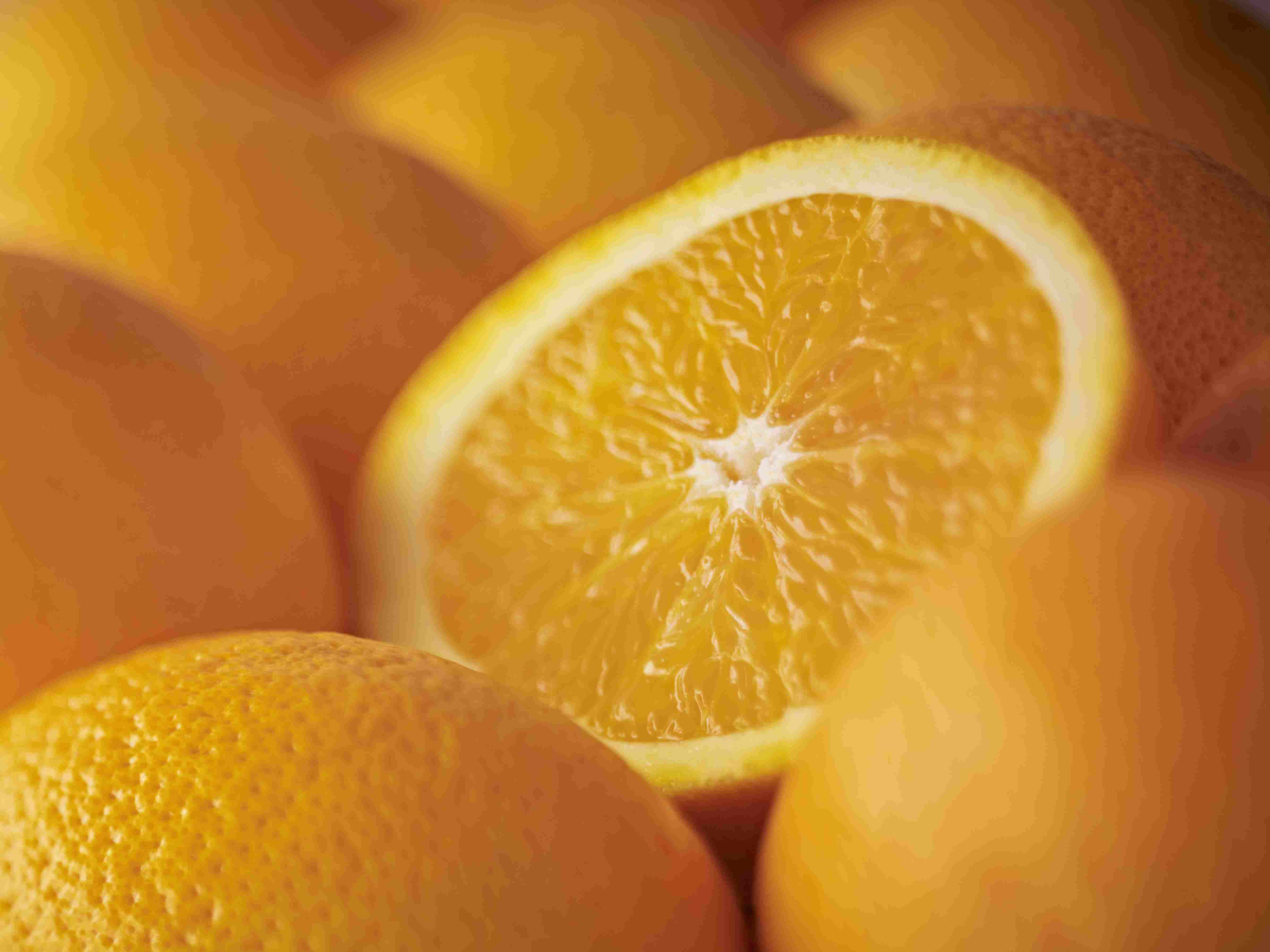 Extreme close up of sliced Salustiana orange